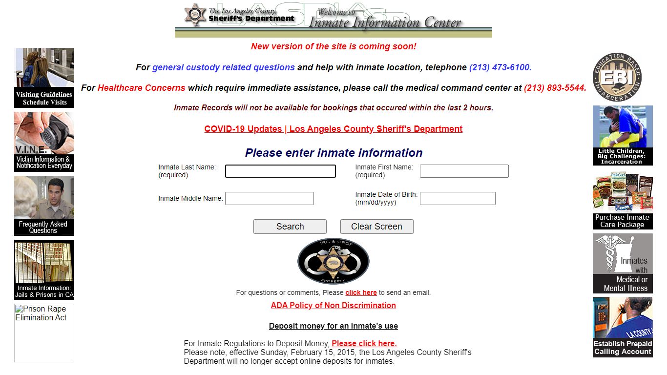 LASD Inmate Information Center - Inmate Search